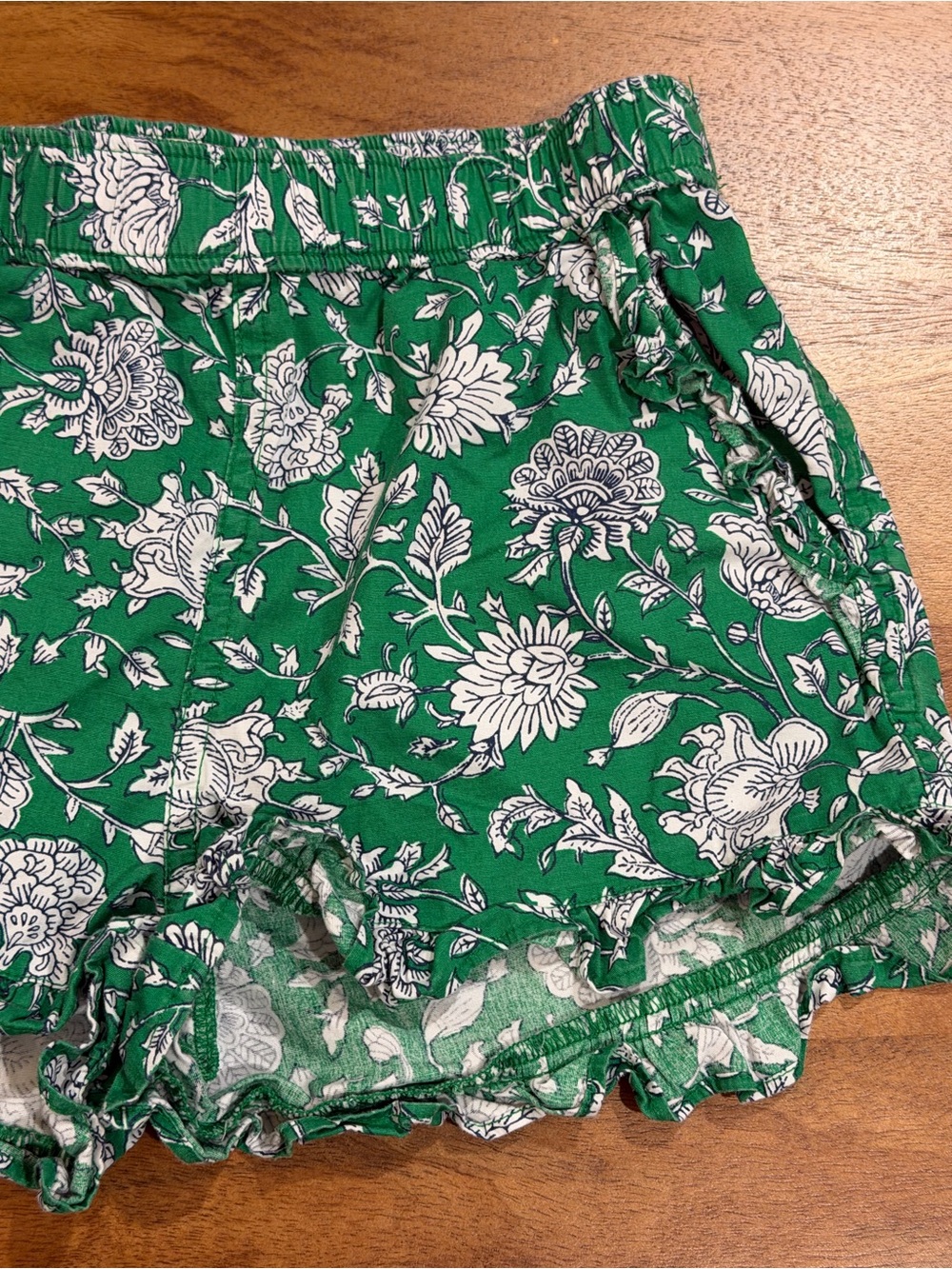 Crewcuts Girl’s Green Floral Ruffle-Hem Shorts w/ Elastic Waist Size 8 - Picture 3 of 6